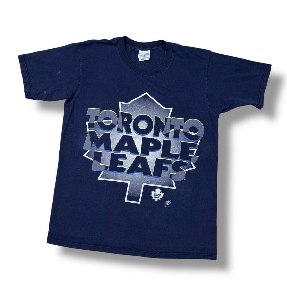 Vintage Toronto Maple Leafs T-Shirt Trench NHL Hockey Graphic Tee Medium 90s Y2K